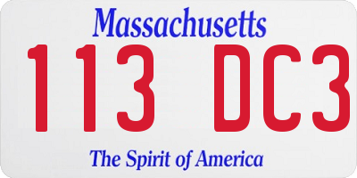 MA license plate 113DC3