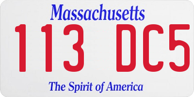 MA license plate 113DC5