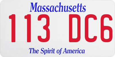 MA license plate 113DC6