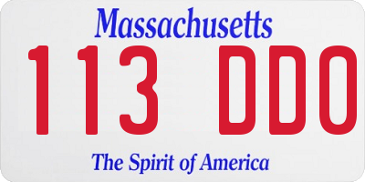 MA license plate 113DD0