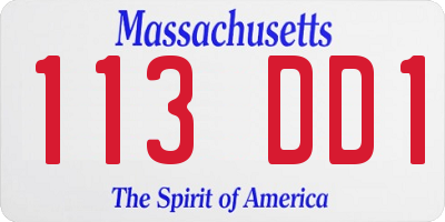 MA license plate 113DD1