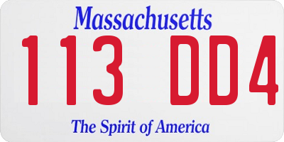 MA license plate 113DD4