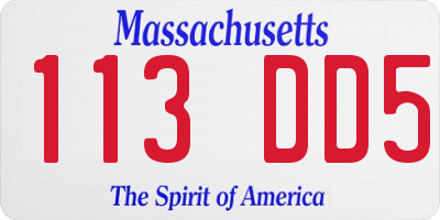 MA license plate 113DD5
