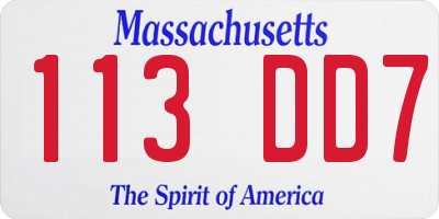MA license plate 113DD7