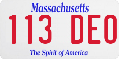 MA license plate 113DE0