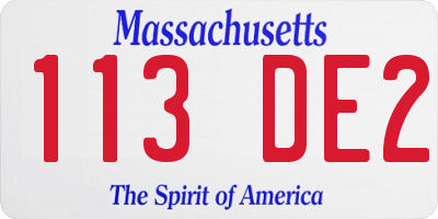 MA license plate 113DE2