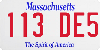 MA license plate 113DE5