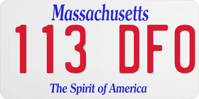 MA license plate 113DF0
