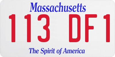 MA license plate 113DF1