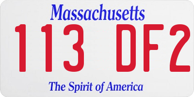 MA license plate 113DF2