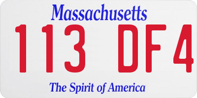 MA license plate 113DF4