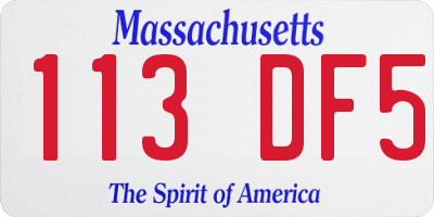 MA license plate 113DF5