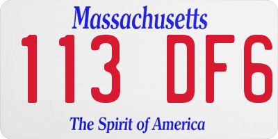 MA license plate 113DF6