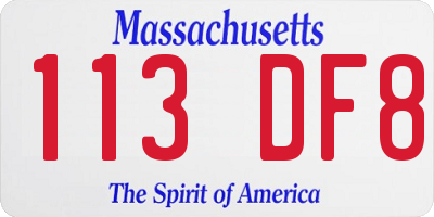 MA license plate 113DF8