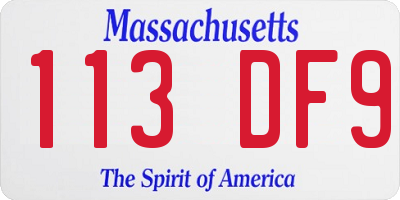 MA license plate 113DF9
