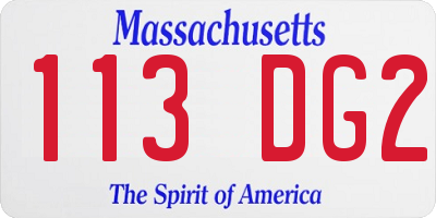 MA license plate 113DG2