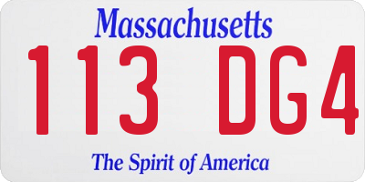 MA license plate 113DG4