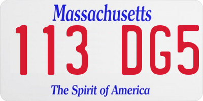 MA license plate 113DG5