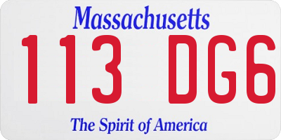 MA license plate 113DG6