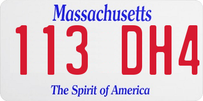 MA license plate 113DH4