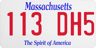 MA license plate 113DH5