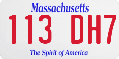 MA license plate 113DH7
