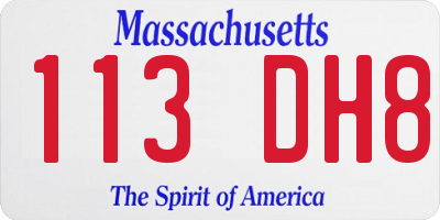 MA license plate 113DH8