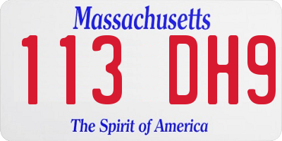 MA license plate 113DH9
