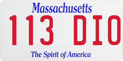 MA license plate 113DI0