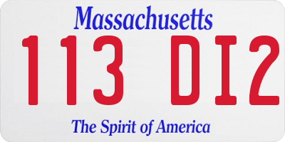 MA license plate 113DI2