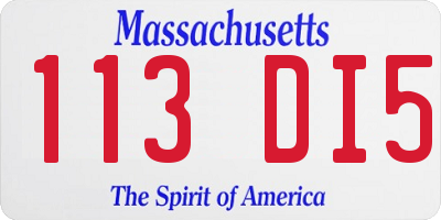 MA license plate 113DI5