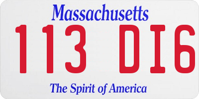 MA license plate 113DI6