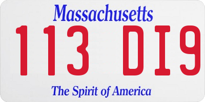 MA license plate 113DI9