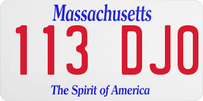 MA license plate 113DJ0