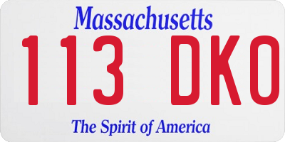 MA license plate 113DK0