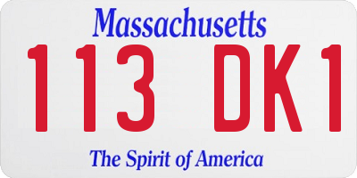 MA license plate 113DK1