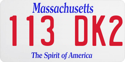 MA license plate 113DK2