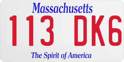 MA license plate 113DK6