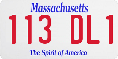 MA license plate 113DL1