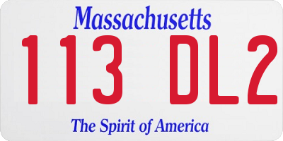 MA license plate 113DL2