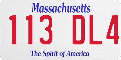 MA license plate 113DL4