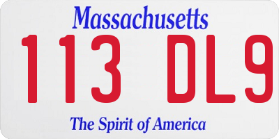 MA license plate 113DL9