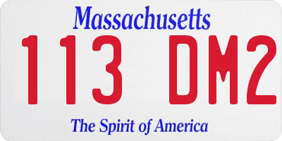 MA license plate 113DM2