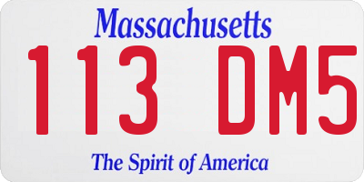 MA license plate 113DM5
