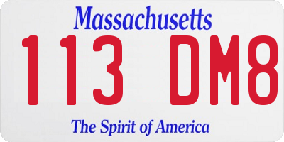 MA license plate 113DM8