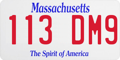 MA license plate 113DM9
