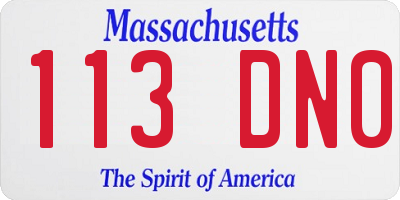 MA license plate 113DN0