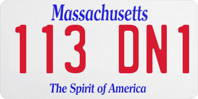 MA license plate 113DN1