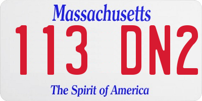 MA license plate 113DN2