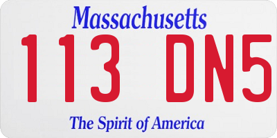 MA license plate 113DN5